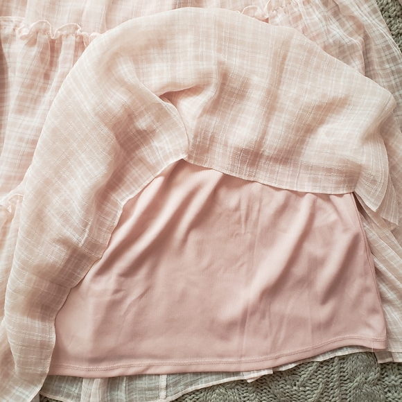 Cottage core soft pink plaid flowy dress - Picture 6 of 7